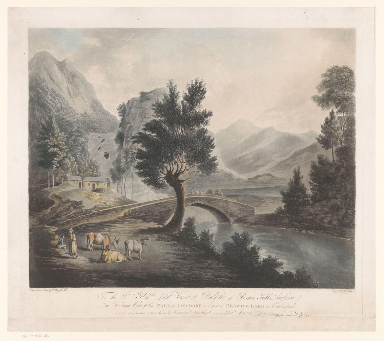 View of Keswick Lake with the Lodore Waterfalls by Francis Jukes