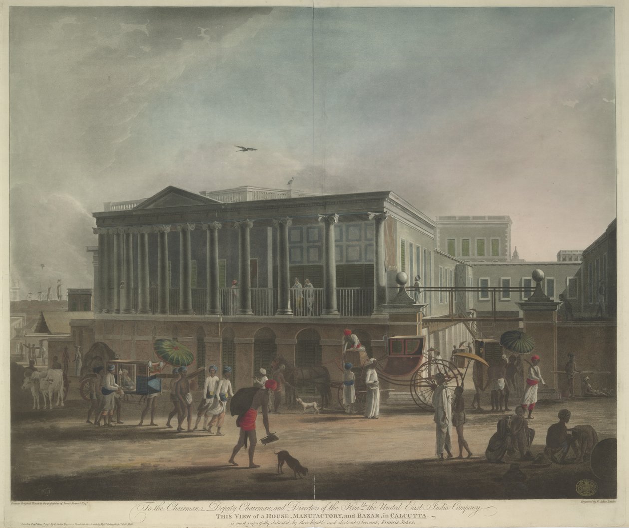 View of a House, Manufactory and Bazaar in Calcutta by Francis Jukes