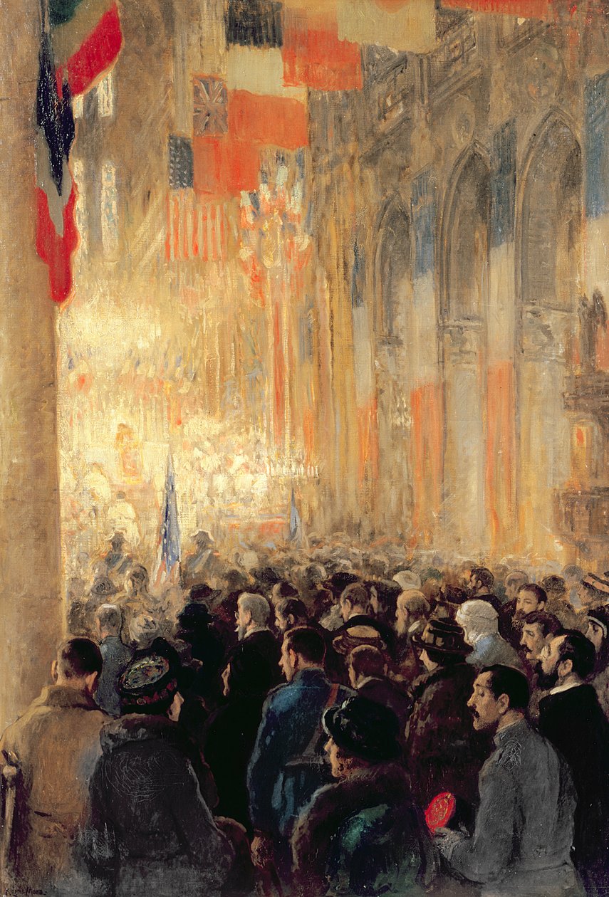 Service in Notre Dame, giving thanks for victory after the Great International War by Francis Luis Mora