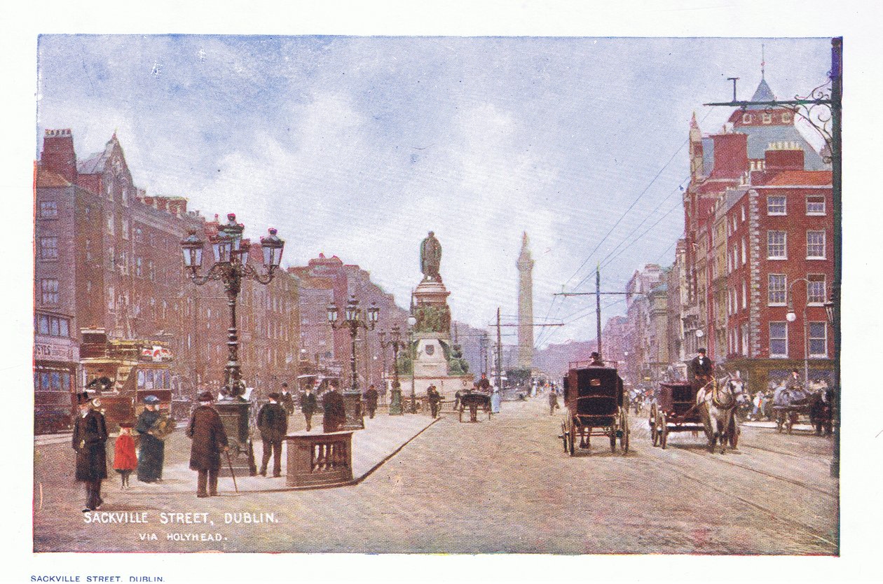 Sackville Street, Dublin, from Peeps at Many Lands: Ireland published by Adams & Charles, 1909 by Francis S. Walker