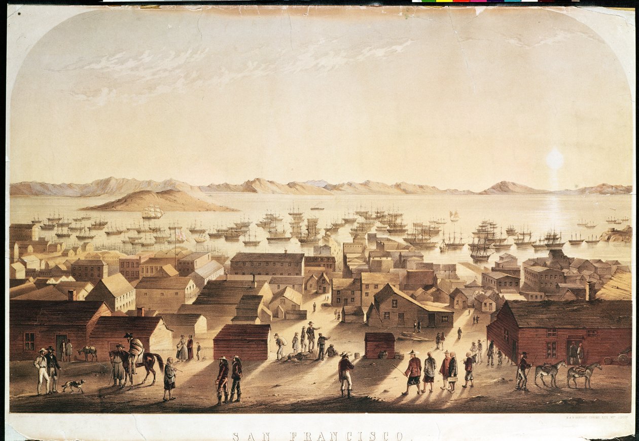 A General View of San Francisco, published by M und N Hanhart, c.1850-52 by Francis Samuel Marryat