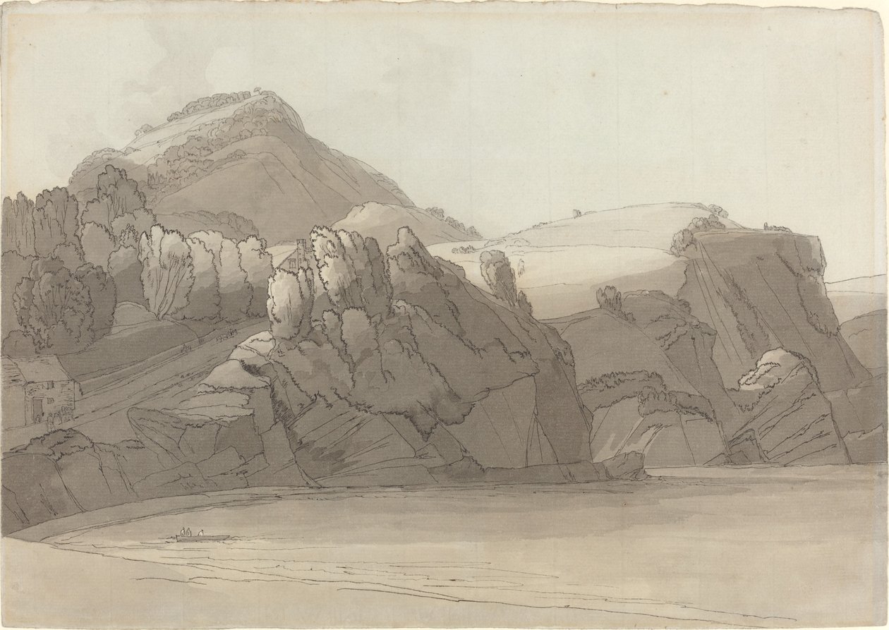 A Rocky Shore at Coombmartin, Devon (Combe Martin Bay) by Francis Towne