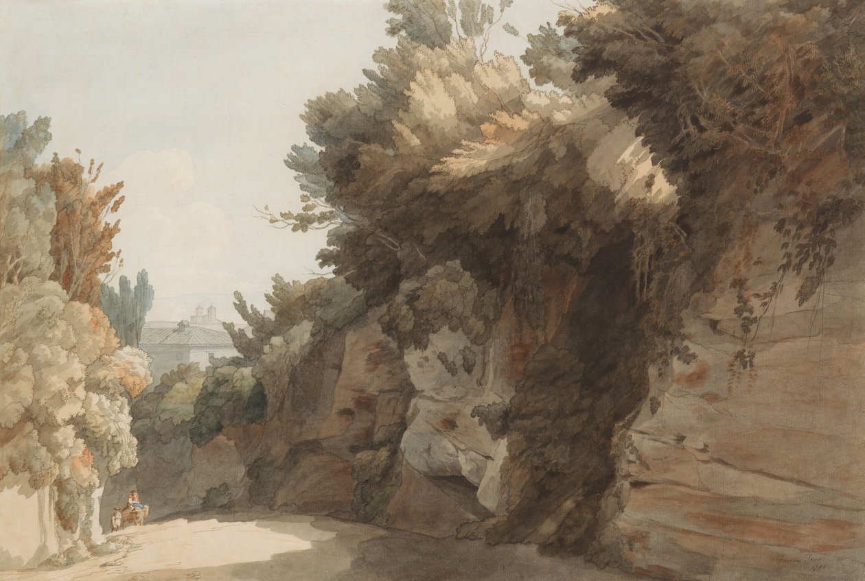 A View Near the Arco Scuro, Looking Towards the Villa Medici, Rome by Francis Towne