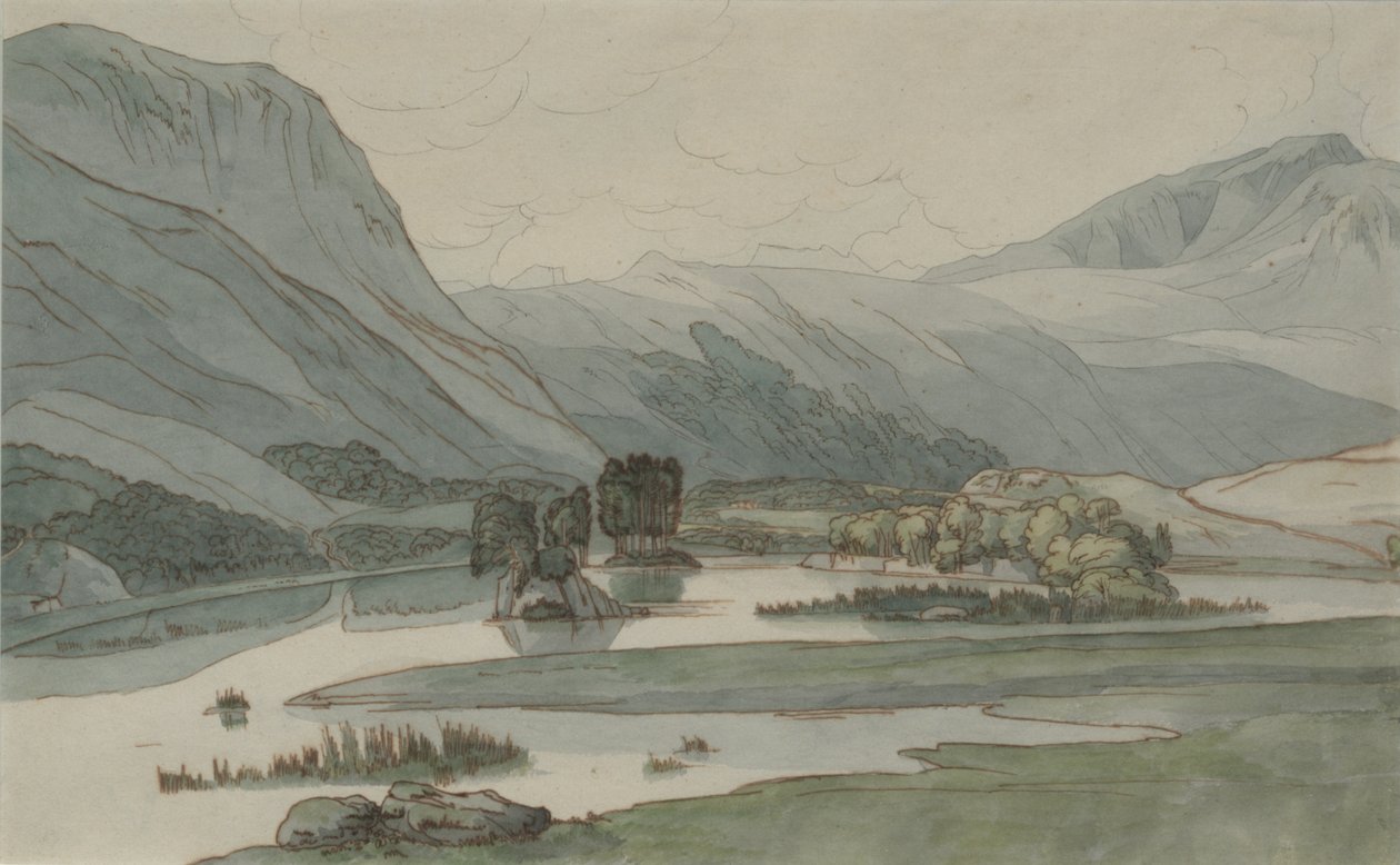Rydal Water with the Grasmere Hills, 1786 by Francis Towne