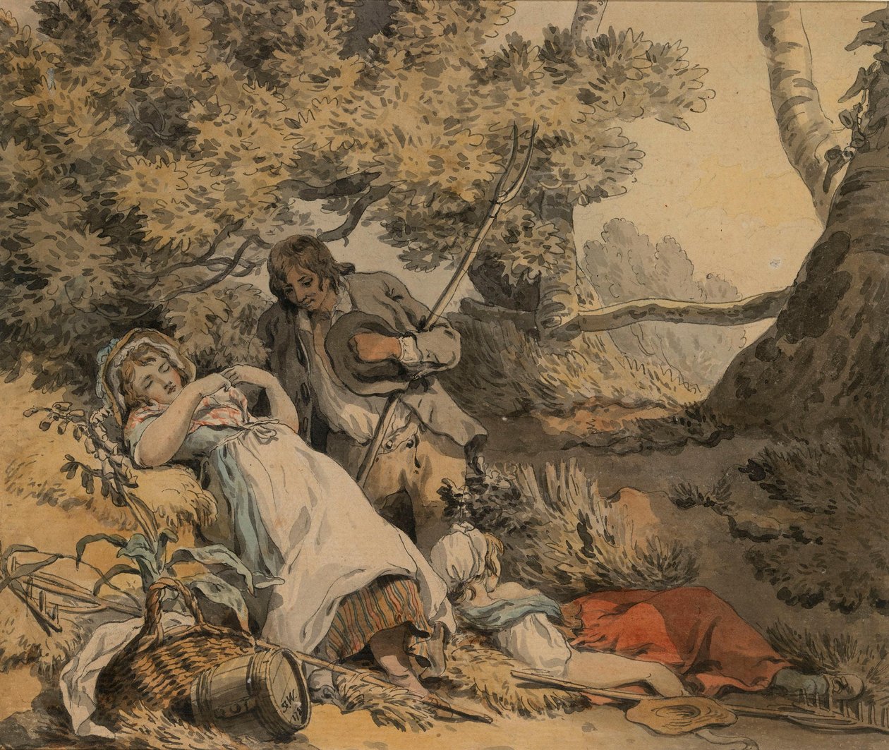 A Shepherd and Two Shepherdesses Resting in the Shade by Francis Wheatley