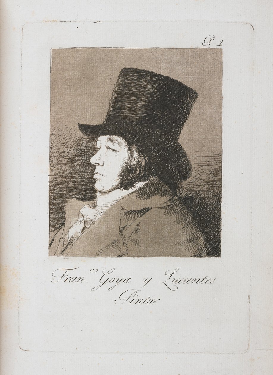 Portrait of Goya, Copy of Plate I of Los Caprichos (detail) by Francisco de Goya