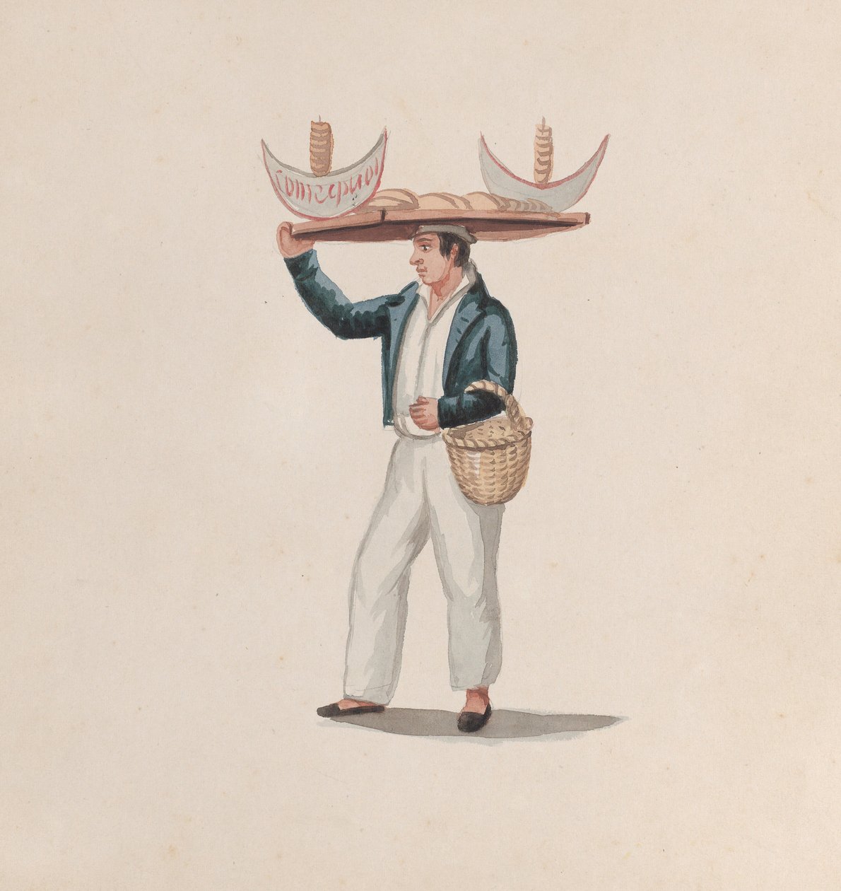A Tortilla Vendor Balancing a Tray on His Head by Francisco