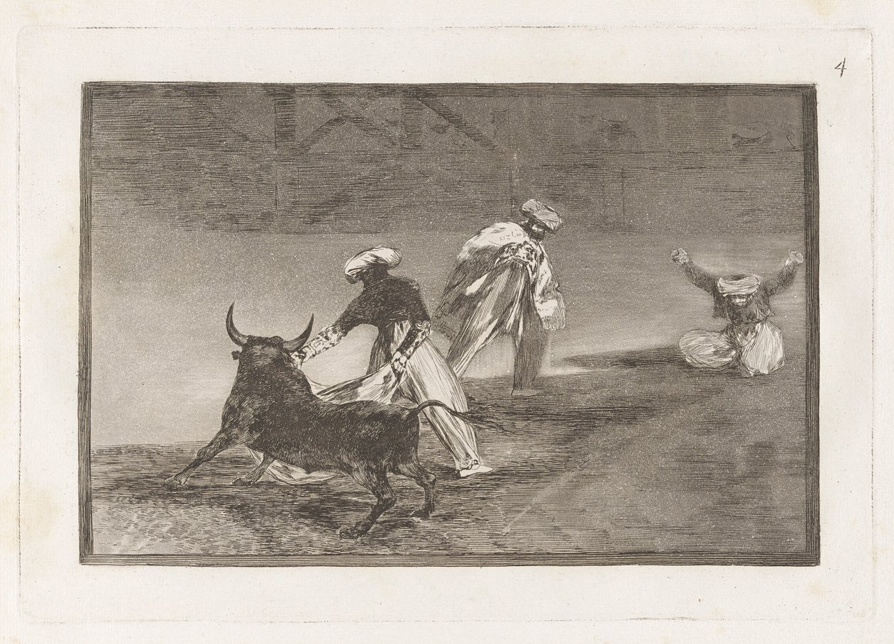 They Play Another with the Cape in the Enclosure, Plate 4 from La tauromaquia by Francisco de Goya