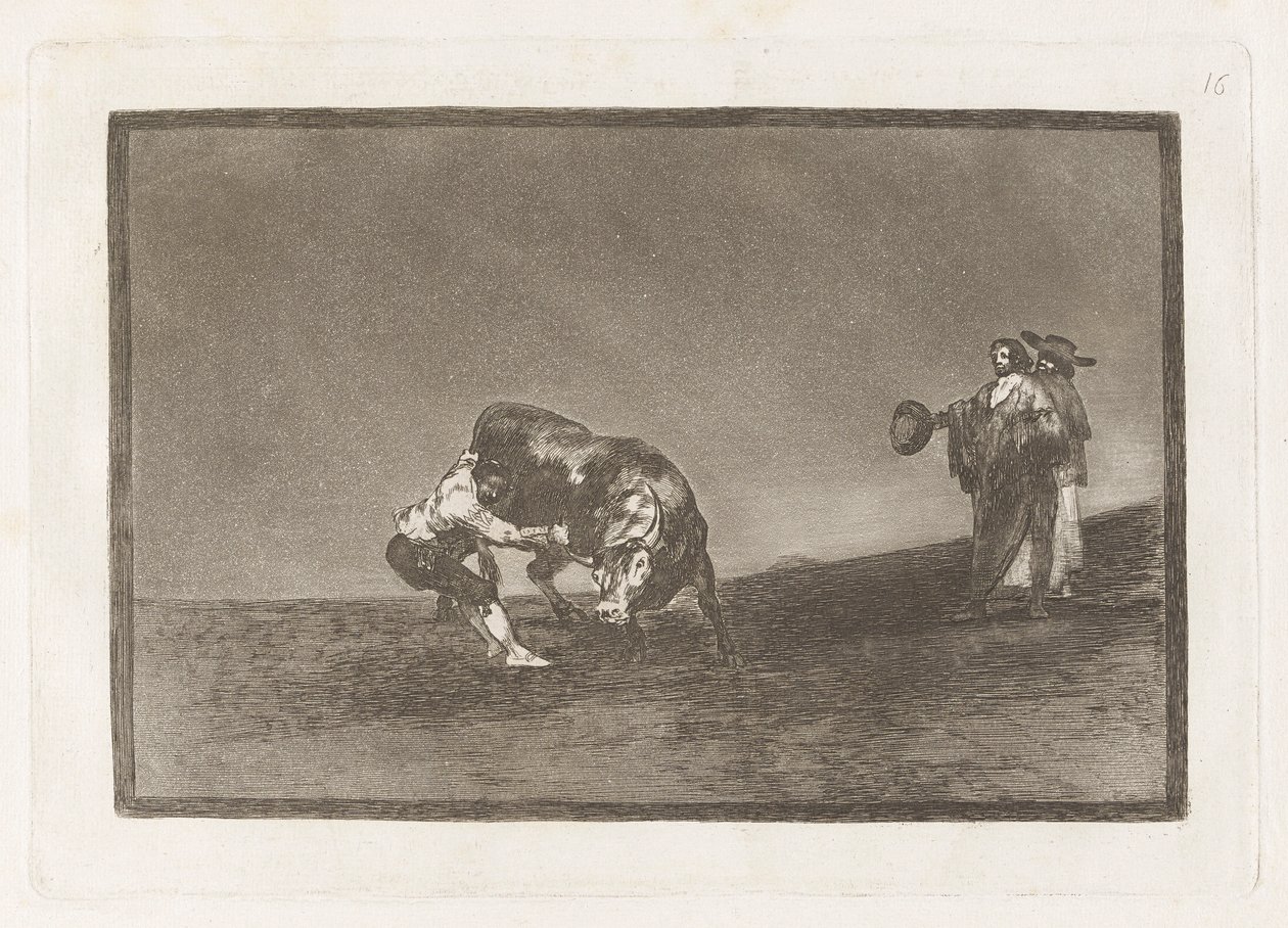 The Same Man Throws a Bull in the Ring at Madrid, Plate 16 from La tauromaquia by Francisco de Goya