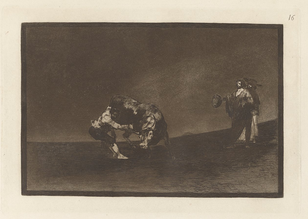 The Same Man Throws a Bull in the Ring at Madrid, Plate 16 from La tauromaquia by Francisco de Goya