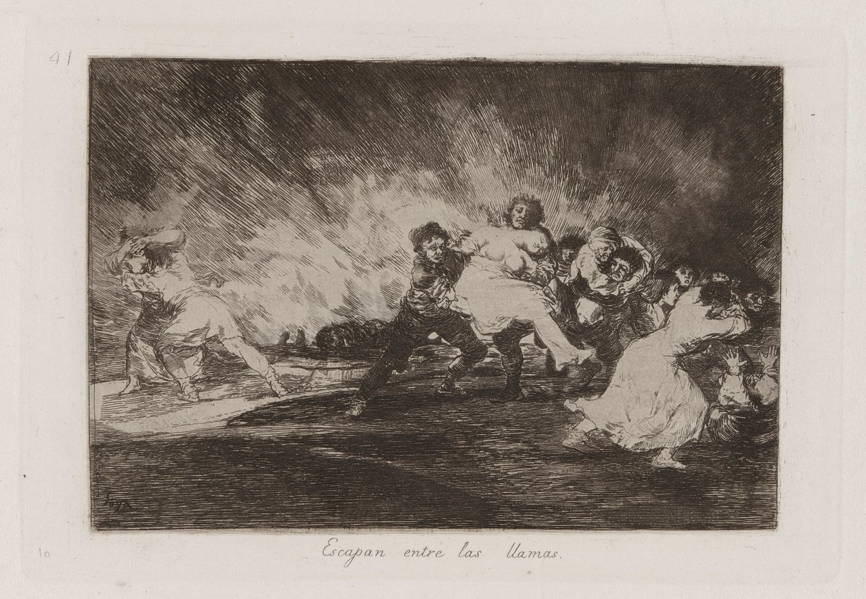 They Escape through the Flames, Plate 41 from The Disasters of War by Francisco de Goya