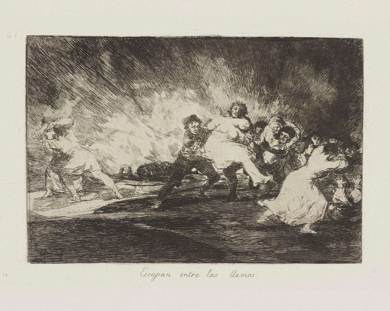 They Escape through the Flames, pl. 41 from the series The Disasters of War by Francisco de Goya