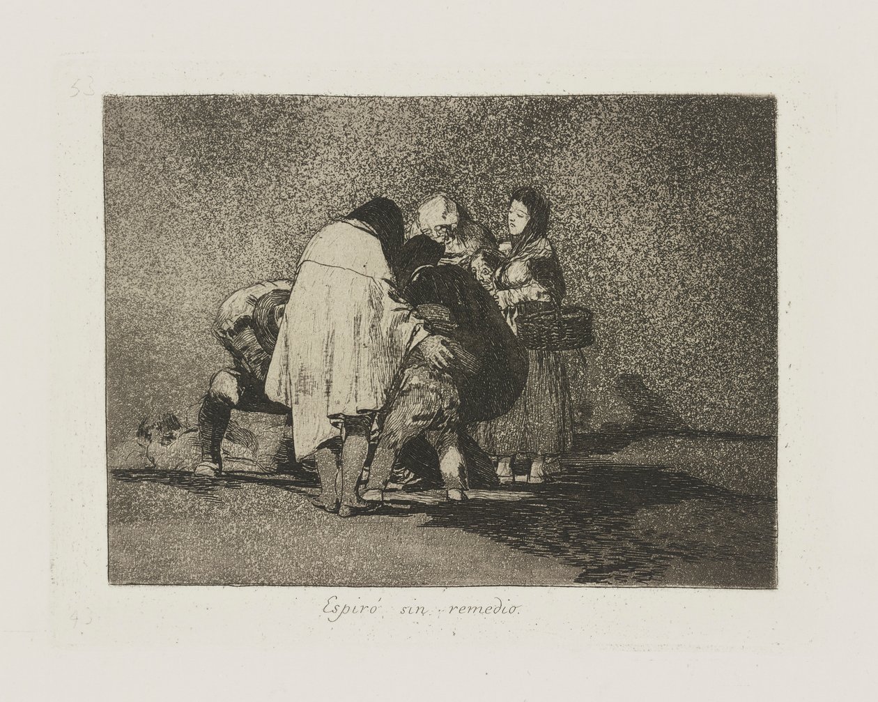 There Was Nothing To Be Done and He Died, pl. 53 from the series The Disasters of War by Francisco de Goya