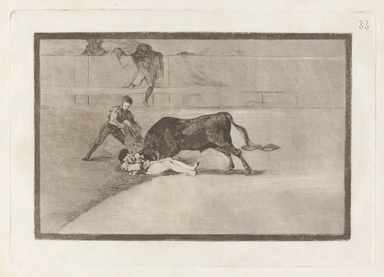 The Unlucky Death of Pepe Illo in the Ring at Madrid, Plate 33 from La Tauromaquia by Francisco de Goya