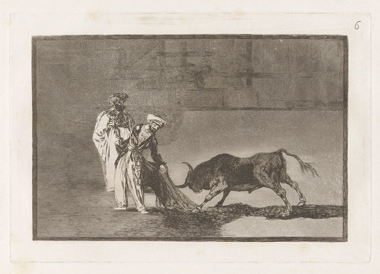 The Moors Make a Different Play in the Ring Calling the Bull with Their Burnous by Francisco de Goya