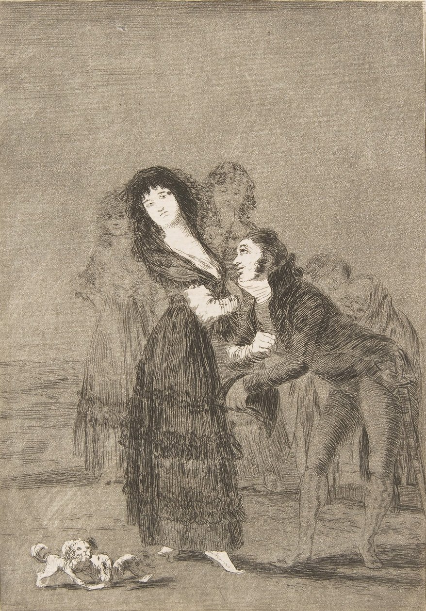 Plate 27 from Los Caprichos: Which of them is the more overcome, 1799 by Francisco de Goya