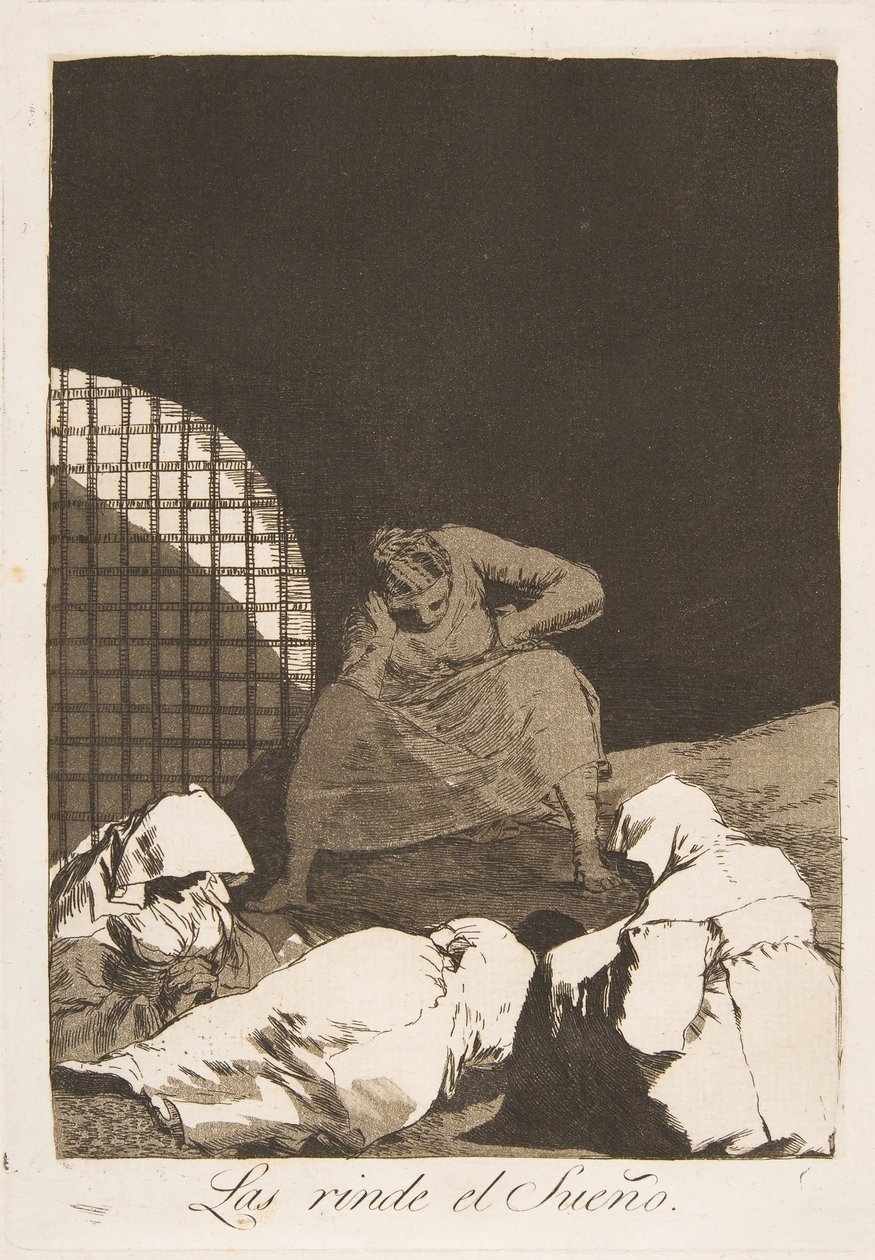 Plate 34 from Los Caprichos: Sleep overcomes them by Francisco de Goya