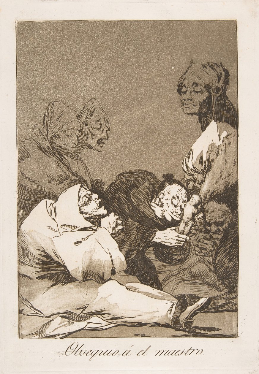 A Gift for the Master, Plate 47 from Los Caprichos by Francisco de Goya