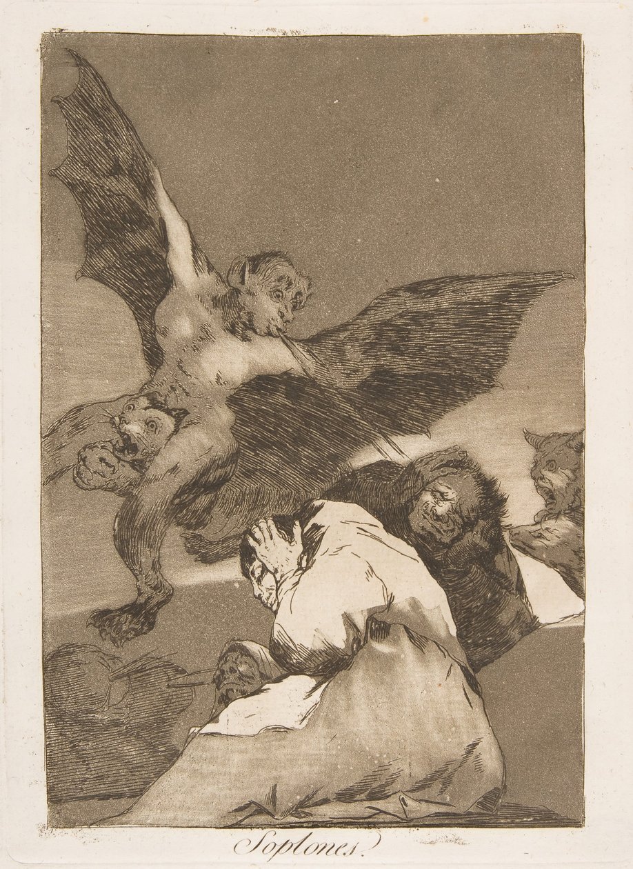 Plate 48 from Los Caprichos: Tale-Bearers-Blasts of Wind by Francisco de Goya