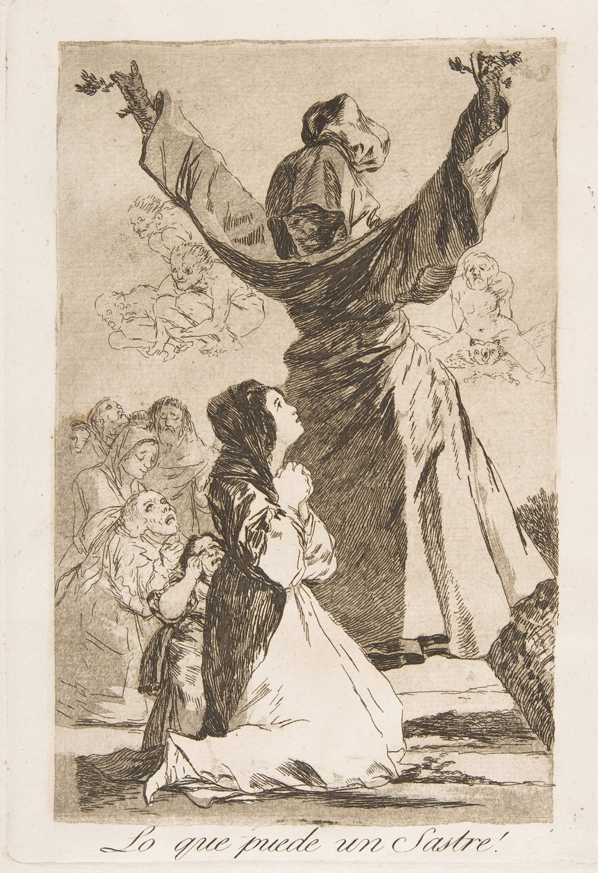 Plate 52 from Los Caprichos: What a tailor can do! Lo que puede un Sastre!, 1799 by Francisco de Goya