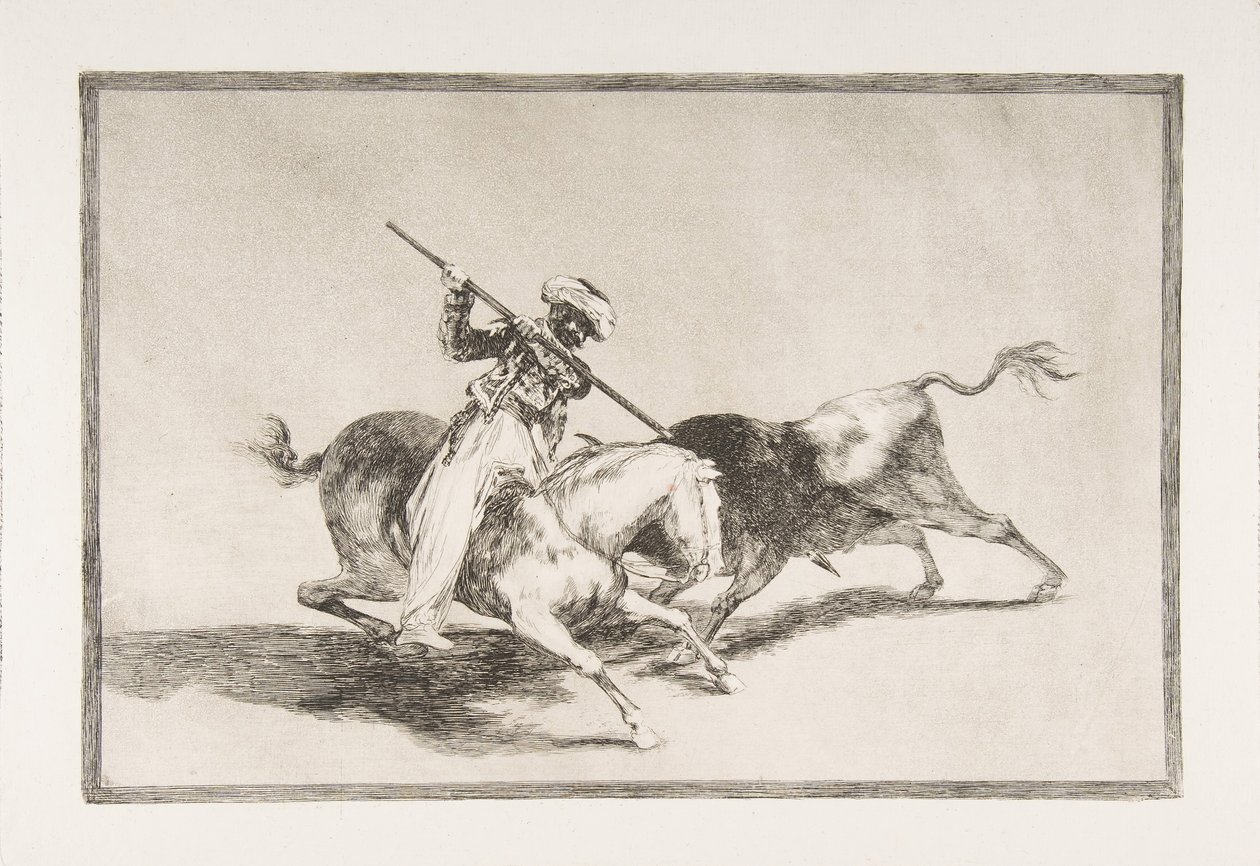 The Spirited Moor Gazul is the First to Spear Bulls (Plate 5 from The Tauromaquia) by Francisco de Goya