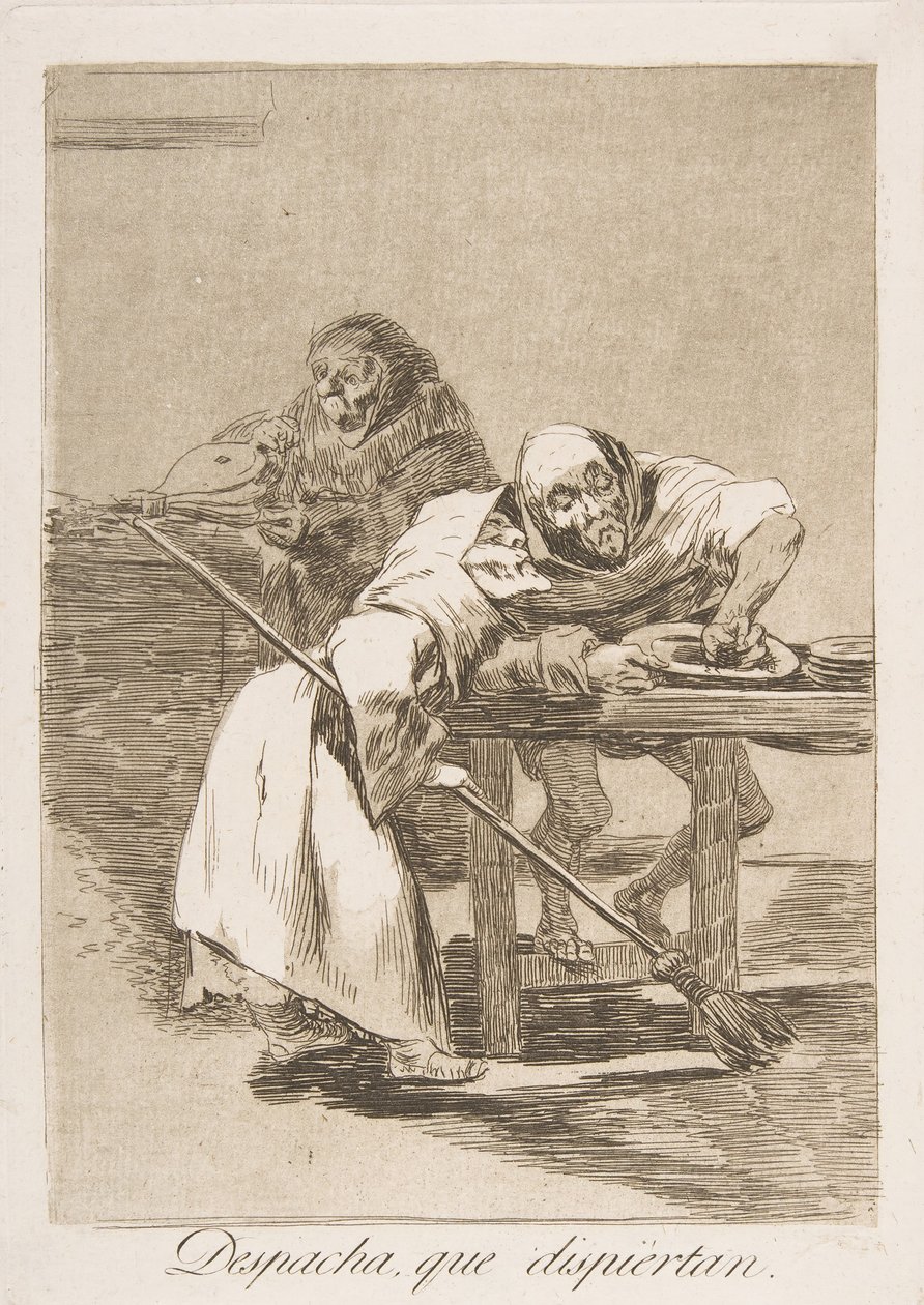 Plate 78 from Los Caprichos: Be quick, they are waking up by Francisco de Goya