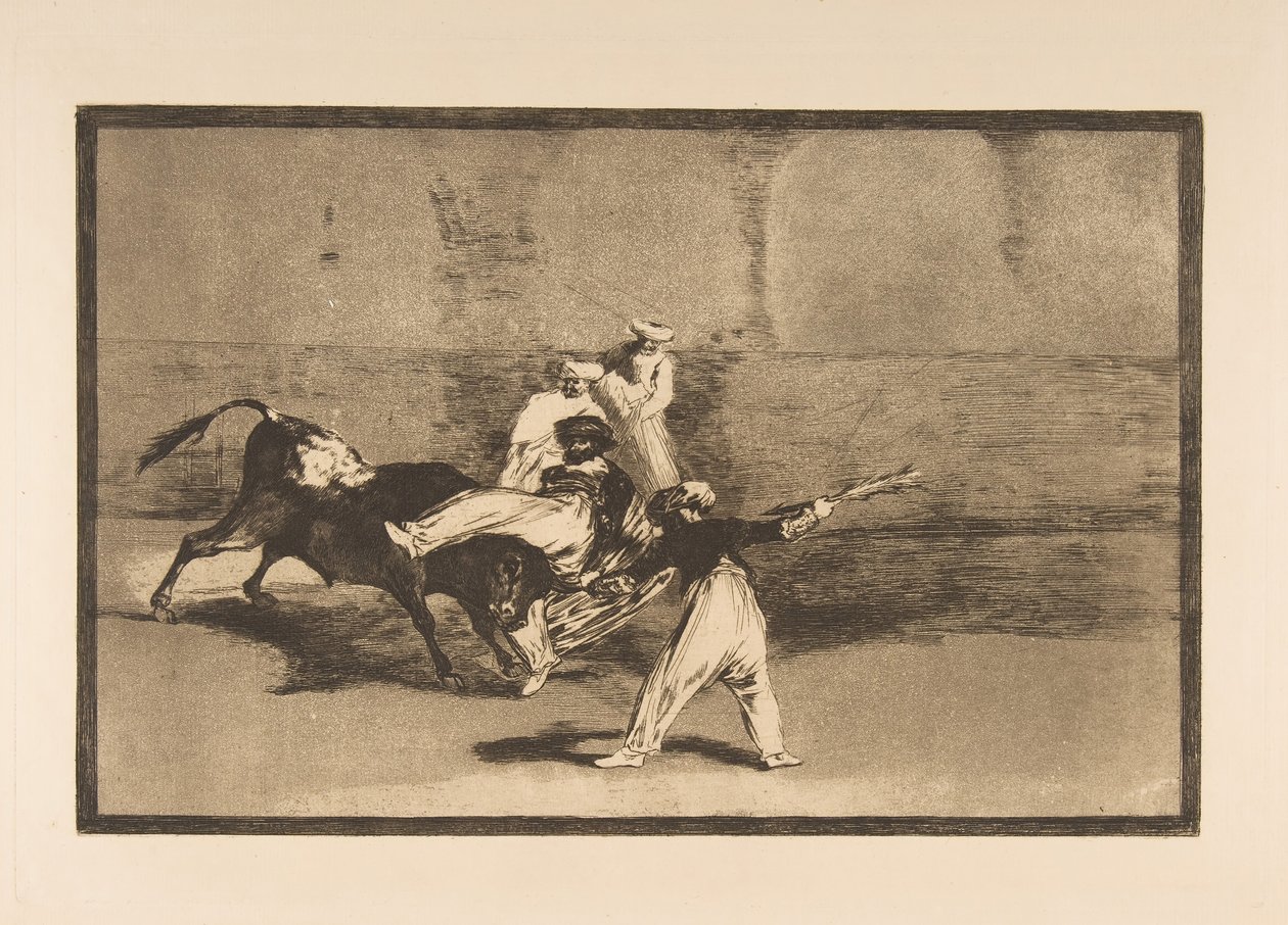 Plate 8 from the Tauromaquia: A Moor Caught by the Bull in the Ring by Francisco de Goya