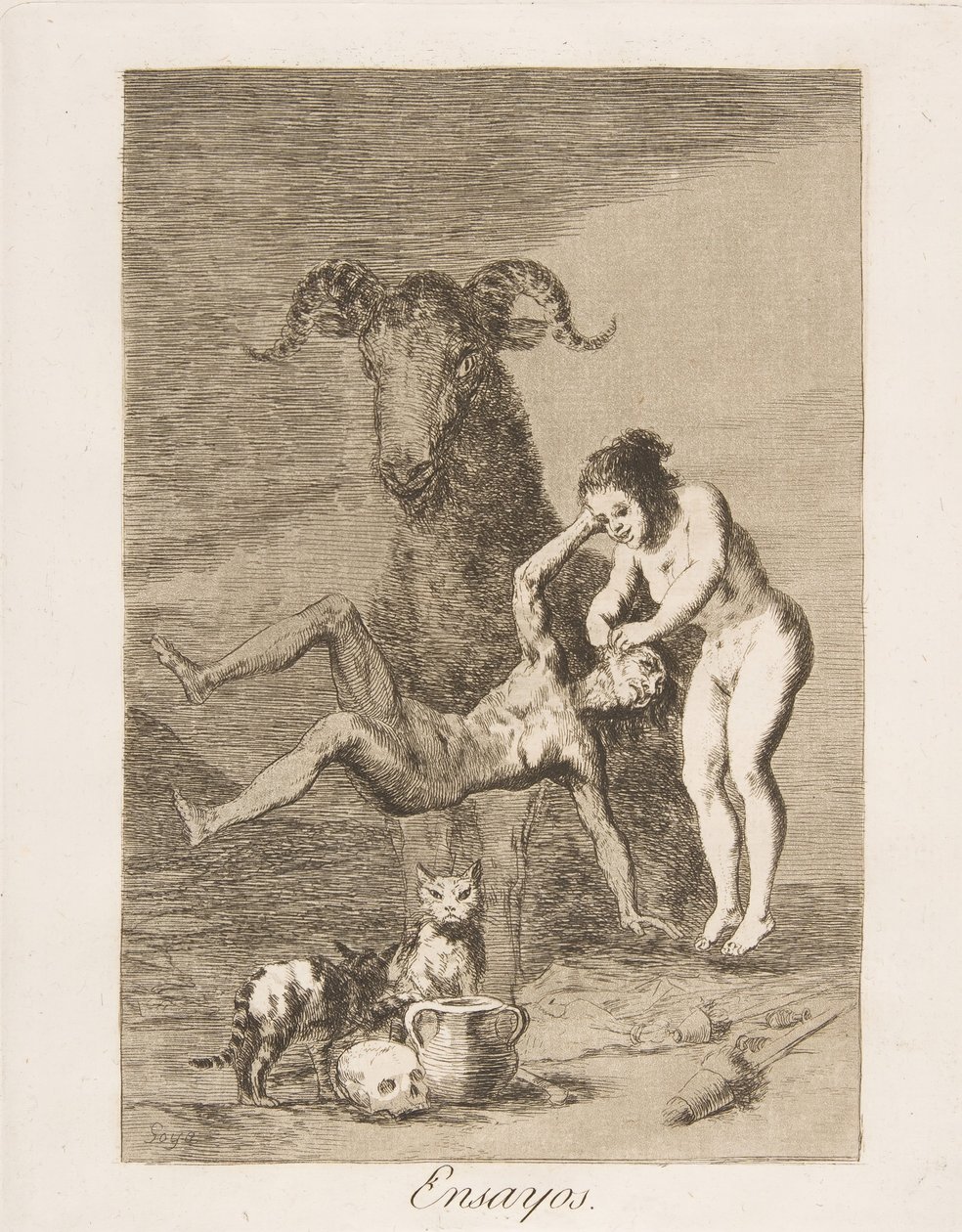Plate 60 from Los Caprichos: Trials, 1799 by Francisco de Goya
