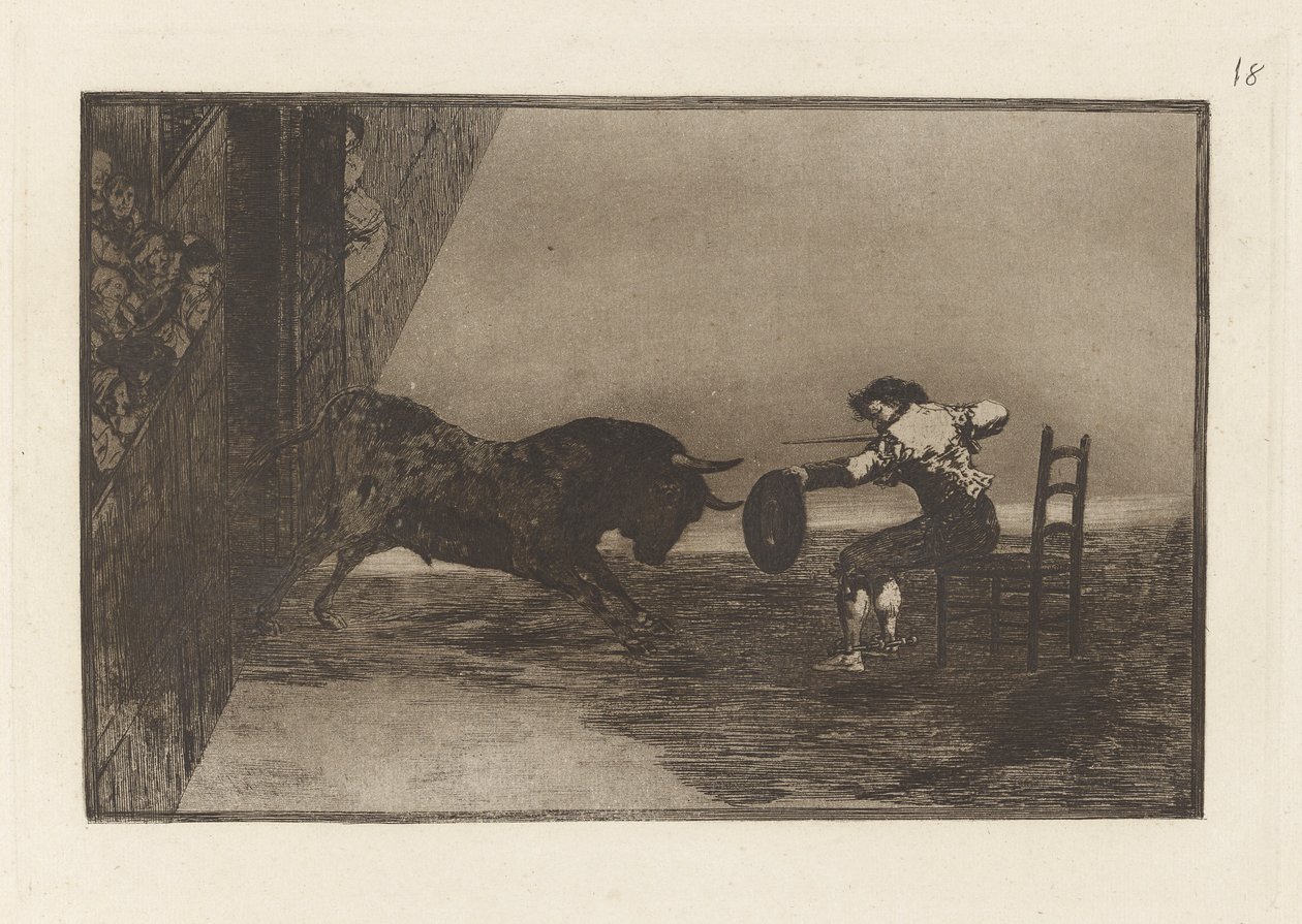 The Daring of Martincho in the Ring at Saragossa, Plate 18 from La tauromaquia by Francisco de Goya