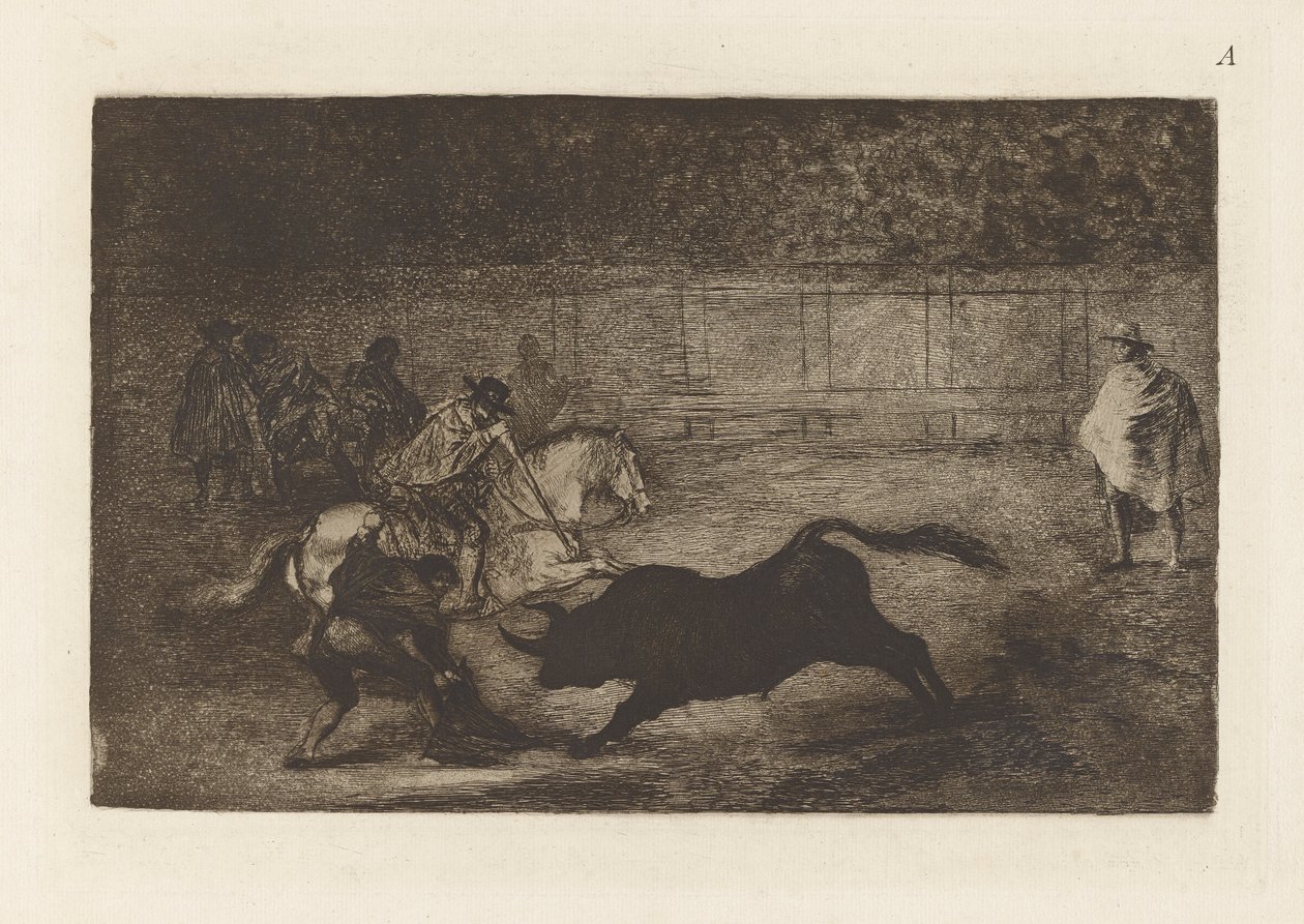 A Spanish Cavalier Breaking... by Francisco de Goya
