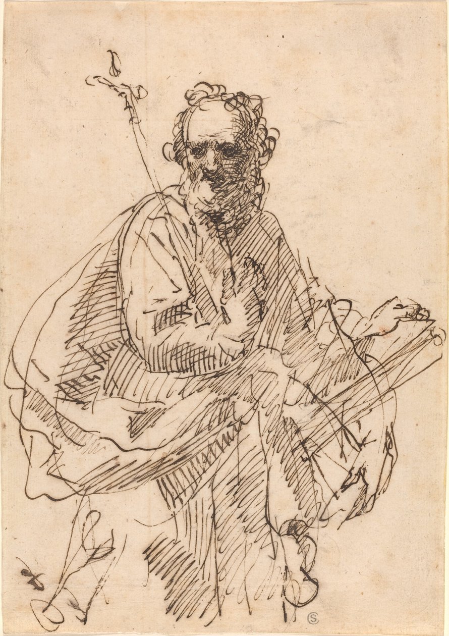 A Standing Saint with a Crucifix and a Book by Francisco Herrera II