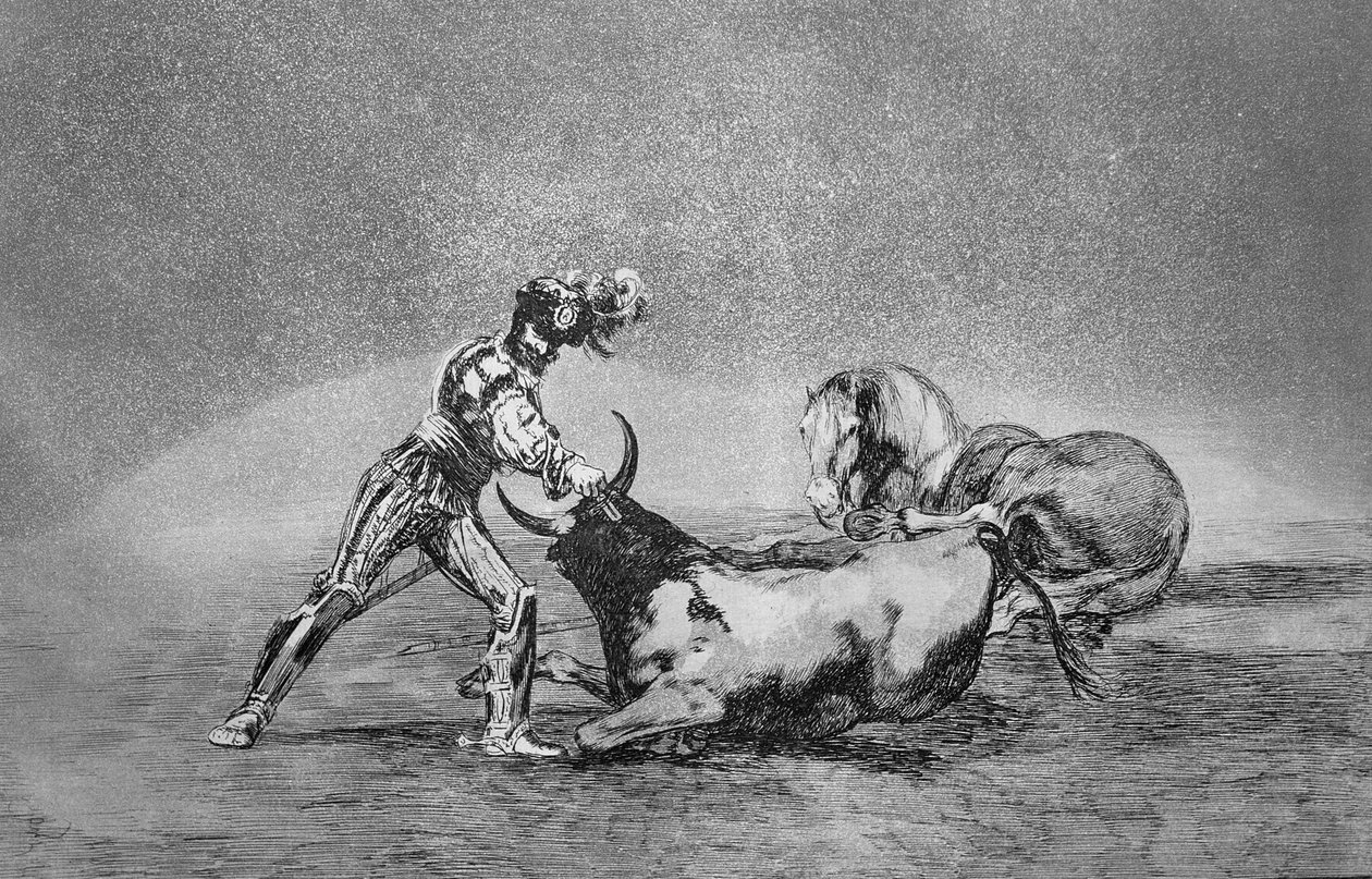A Spanish Knight Kills the Bull After Having Lost His Horse, Plate 9 of 
