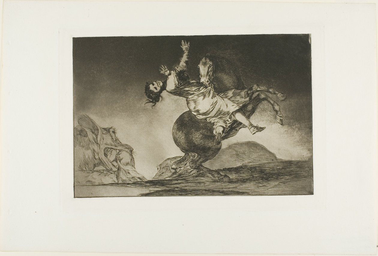 A Woman and a Horse, Let Someone Else Master Them, plate ten from Los Proverbios by Francisco Jose de Goya y Lucientes