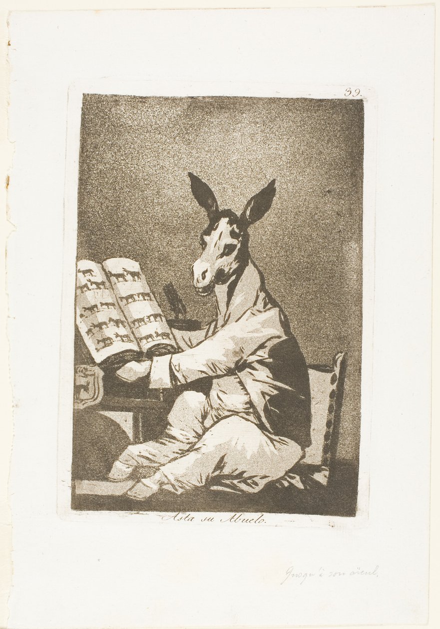 And So Was His Grandfather, plate 39 from Los Caprichos by Francisco Jose de Goya y Lucientes