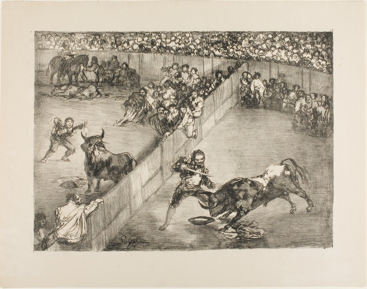 Bullfight in a Divided Ring, from The Bulls of Bordeaux by Francisco Jose de Goya y Lucientes
