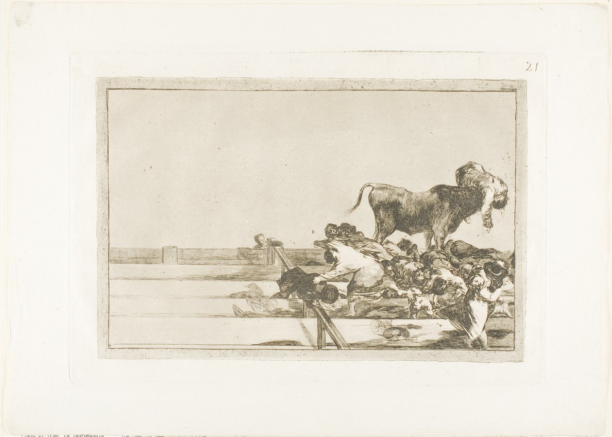 Dreadful events in the front rows of the ring at Madrid, and death of the mayor of Torrejón, plate 21 from The Art of Bullfighting by Francisco Jose de Goya y Lucientes