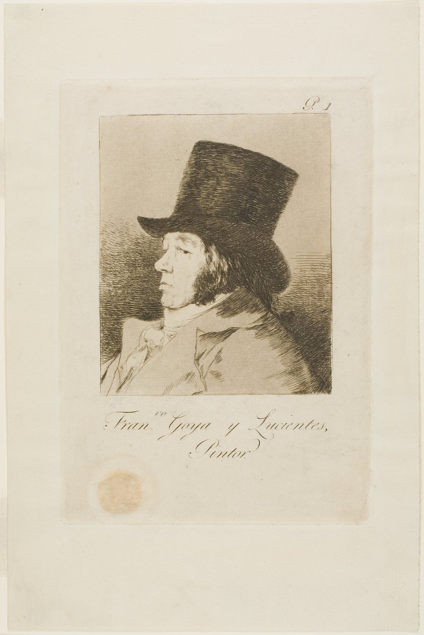 Francisco de Goya y Lucientes, Painter, plate one from Los Caprichos by Francisco Jose de Goya y Lucientes