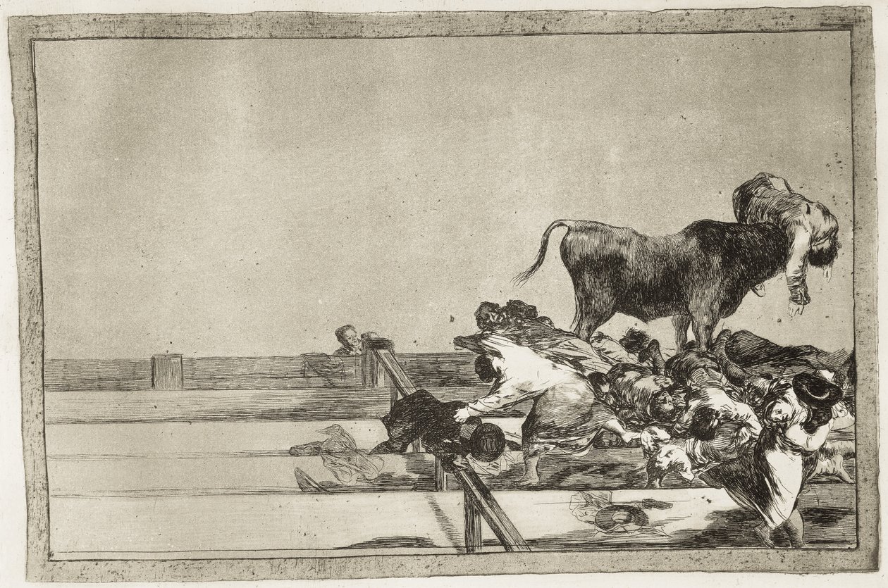 Dreadful events in the front rows of the ring at Madrid and the death of the mayor of Torrejon in 1801. Plate 21 of 