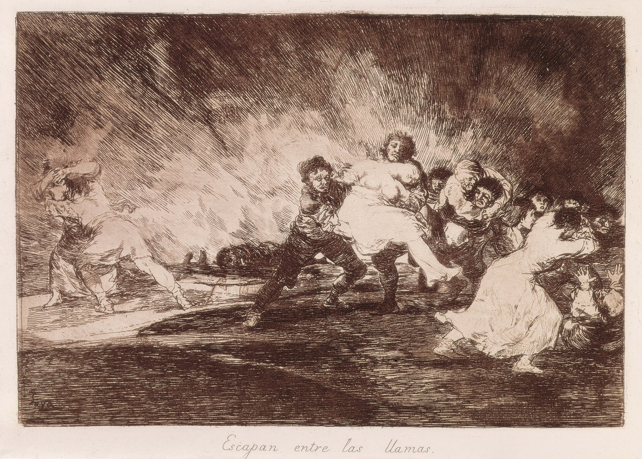 They escape through the flames. Plate 47 of 