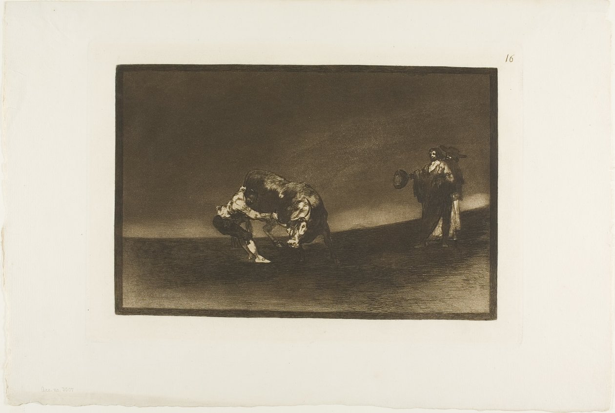 The Same Man Throws a Bull in the Ring at Madrid, plate 16 from The Art of Bullfighting by Francisco Jose de Goya y Lucientes