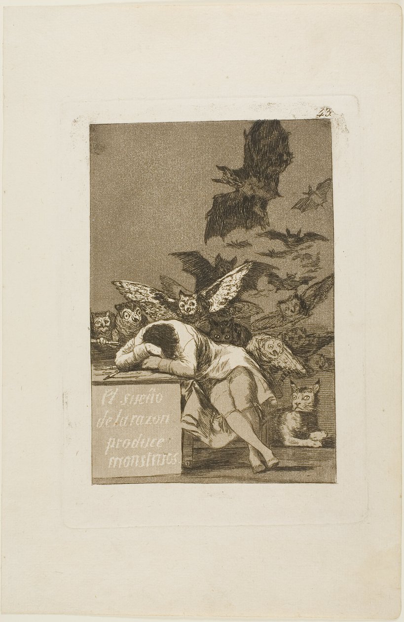 The Sleep of Reason Produces Monsters, plate 43 from Los Caprichos by Francisco Jose de Goya y Lucientes