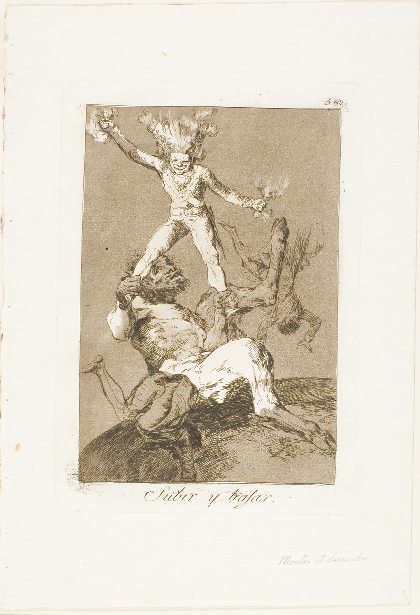 To Rise and to Fall, plate 56 from Los Caprichos by Francisco Jose de Goya y Lucientes
