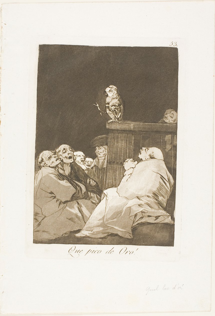 What a Golden Beak!, plate 53 from Los Caprichos by Francisco Jose de Goya y Lucientes