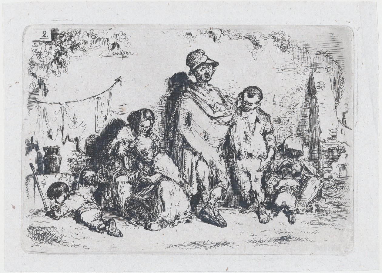 Plate 2: A Group of People in the Street, Possibly Beggars, from the Series of Customs by Francisco Lameyer Berenguer