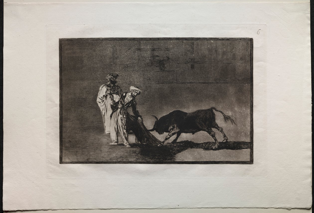 Bullfights: The Moors Make a Different Play in the Ring Calling the Bull with the Burnous, 1876 by Francisco de Goya