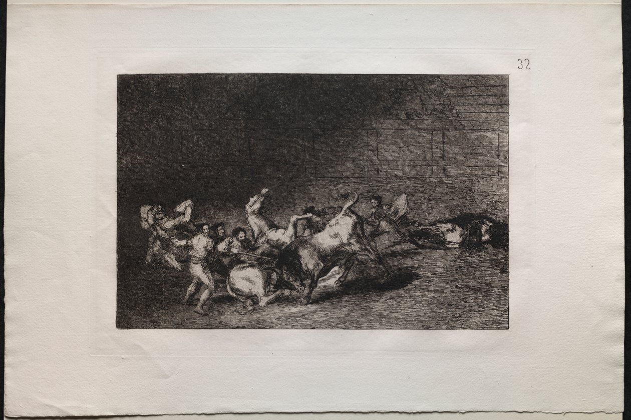 Bullfights: Two Teams of Picadors Thrown One After the Other by a Single Bull by Francisco de Goya