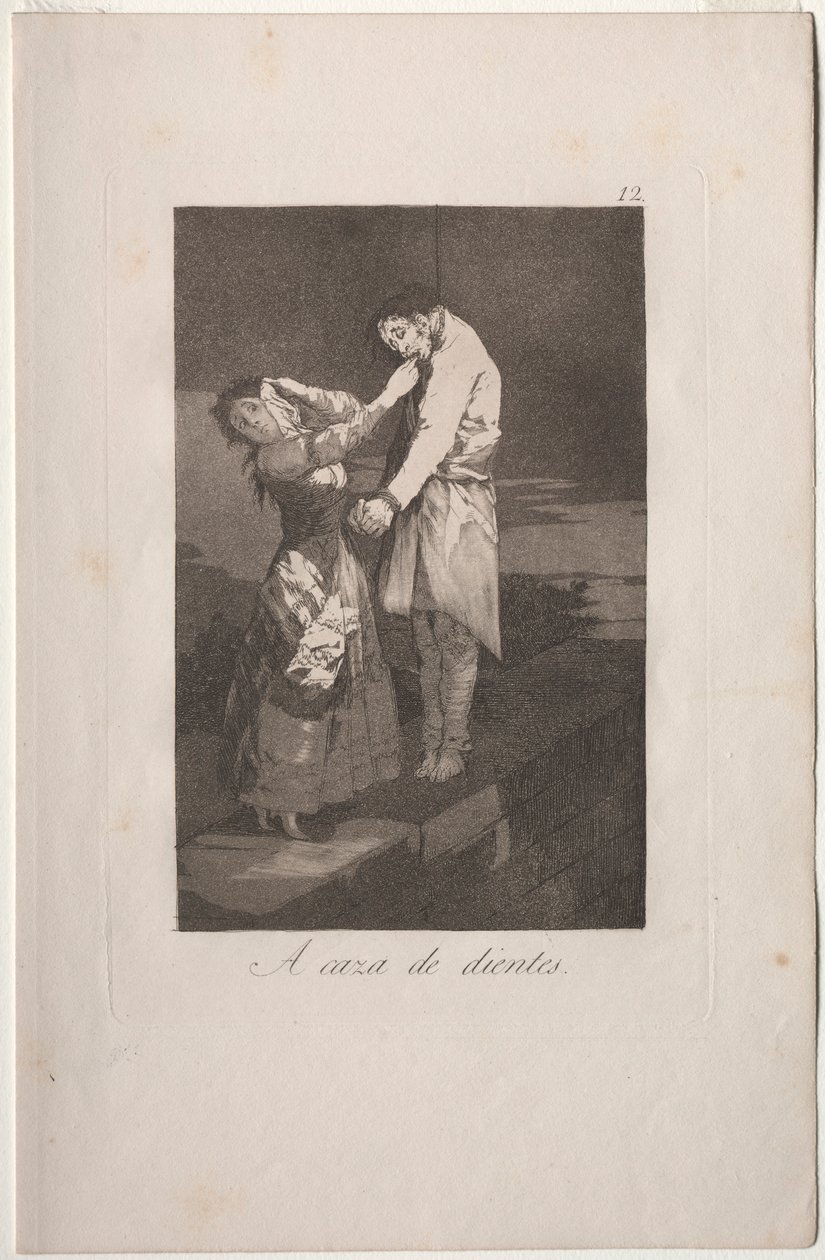 Caprichos: Out Hunting for Teeth by Francisco de Goya