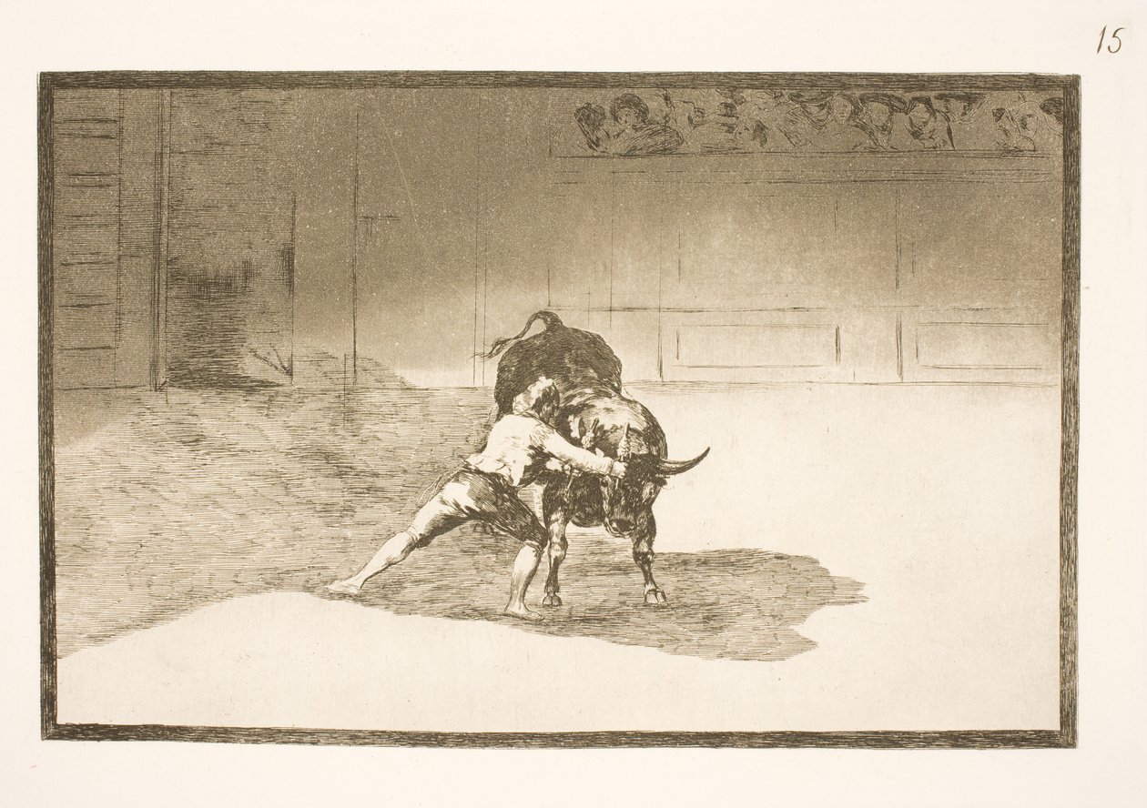 The Famous Martincho Places the Banderillas, Tricks the Bull with His Body Movements by Francisco de Goya