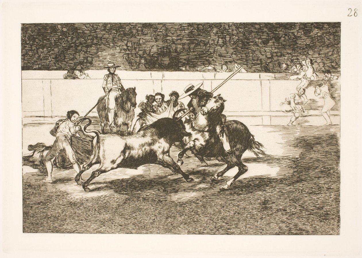 The Powerful Rendon Gores a Bull with the Lance, the Outcome that Caused His Death in the Arena in Madrid by Francisco de Goya