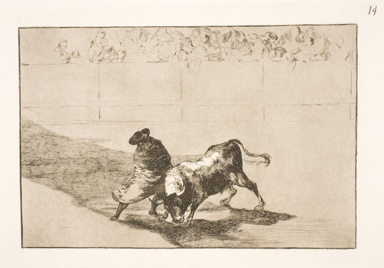 The Very Talented Student from Falces, Honored in His Cape, Tricks the Bull with His Body Movements by Francisco de Goya